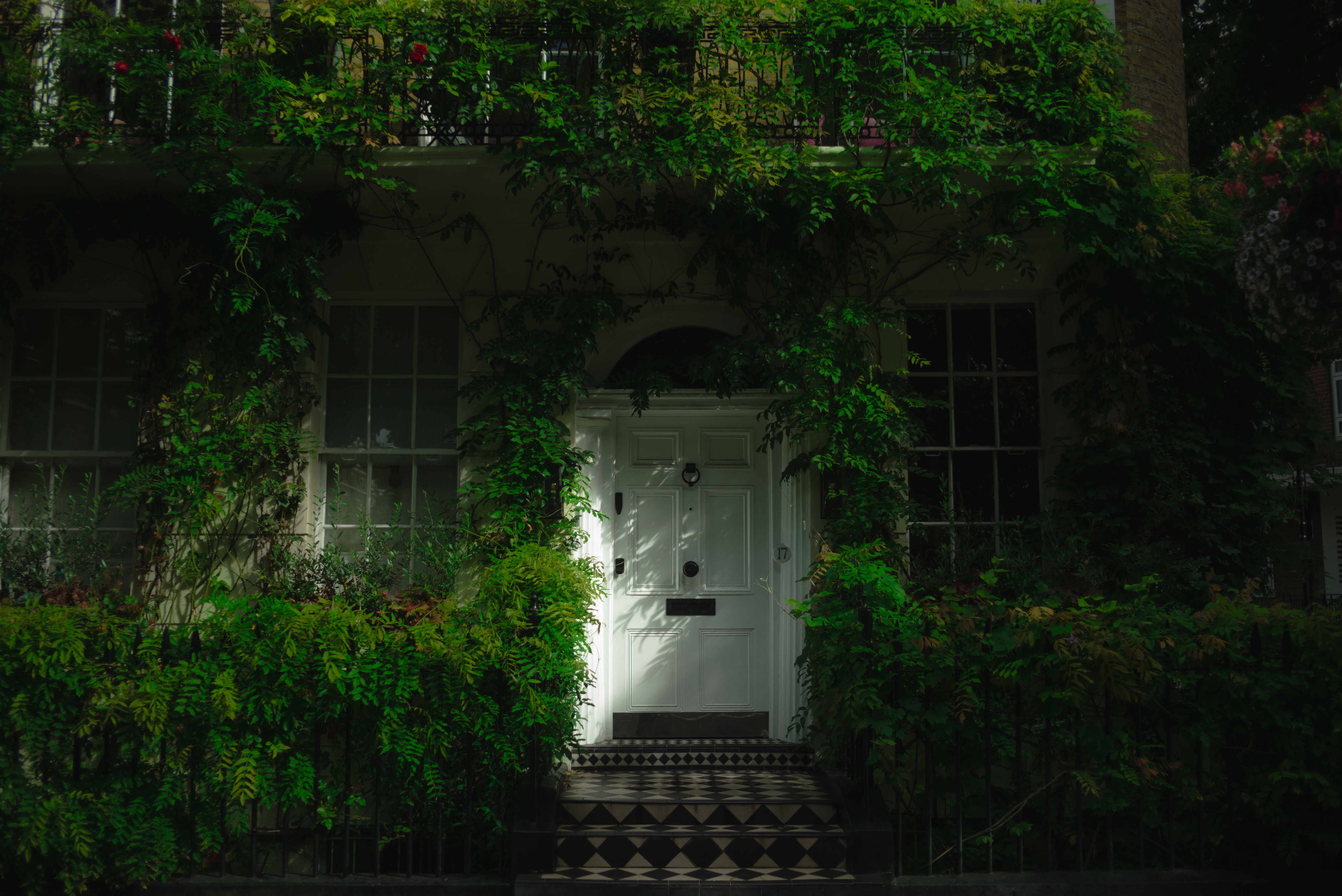 Страшные звук двери. Белый дом с зеленой дверью. Дверь с зеленью фото. Doorway Scene. White Door.